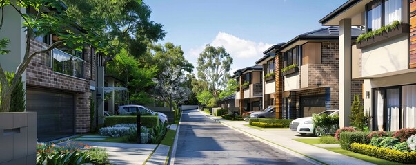Fototapeta premium Stylish townhouse with contemporary features.