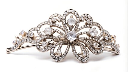 Ornate silver hair accessory with sparkling diamonds