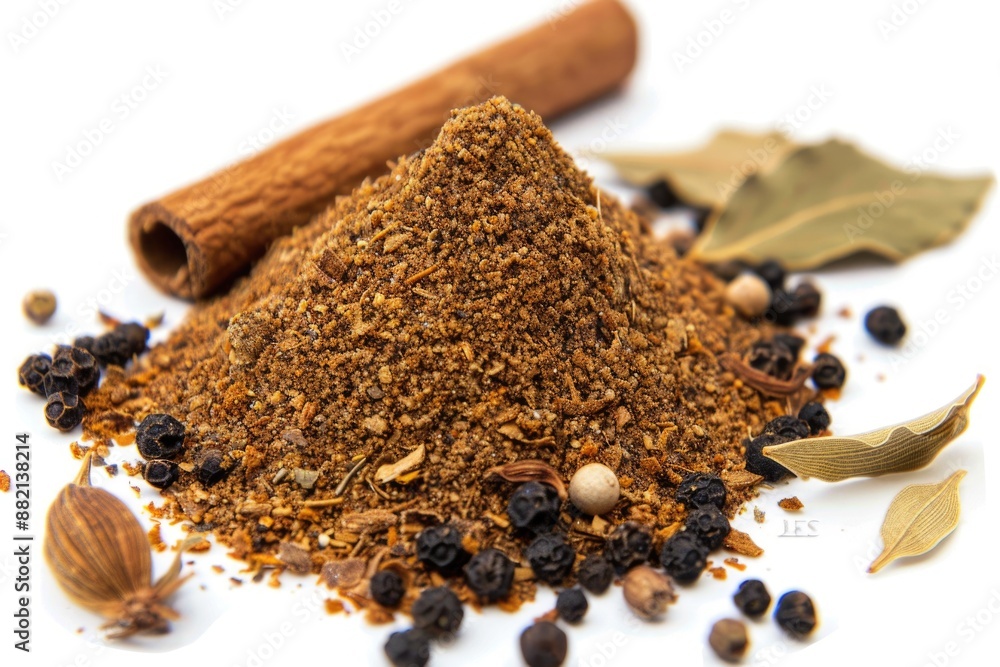 Poster A selection of spices and a cinnamon stick placed together