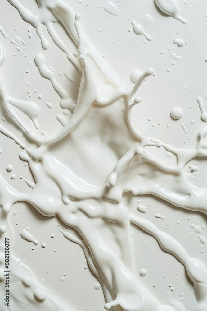 Poster a close-up view of a liquid pouring into a bowl, perfect for use in kitchen-related photography or a