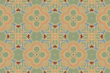 Fabric ikat seamless pattern geometric ethnic traditional embroidery style. Design for background carpet wallpaper clothing wrapping Batik fabric illus.