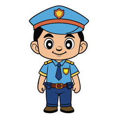 cute police officer boy attending a community event