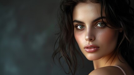 Naklejka premium Beautiful woman, captured with soft, flattering lighting and a clean background