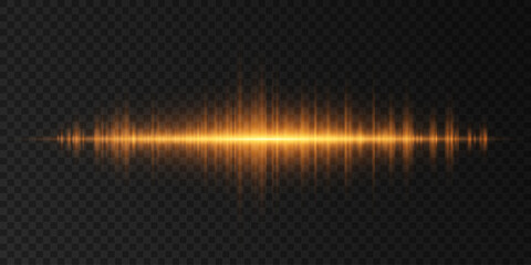 Glowing vibrations isolated on a dark transparent background. Voice vibration. Abstract light effect. Vector illustration. EPS 10