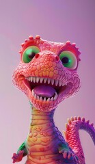 Happy Cartoon Dinosaur with Bright Colors