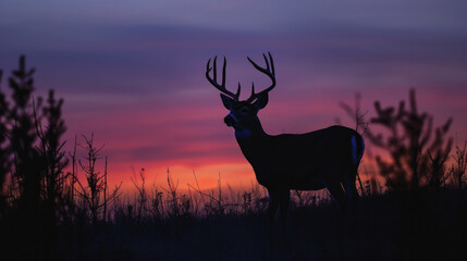 Silhouette of whitetail deer buck