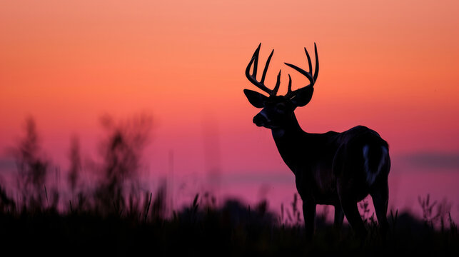 Silhouette of whitetail deer buck