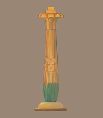 column ancient egyptian architecture ruins. columns of the temple of horus at edfu, in egypt, egyptology illustration, graphic element, pharaoh's temple to worship Egyptian gods