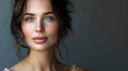 Beautiful woman, captured with soft, flattering lighting and a neutral background