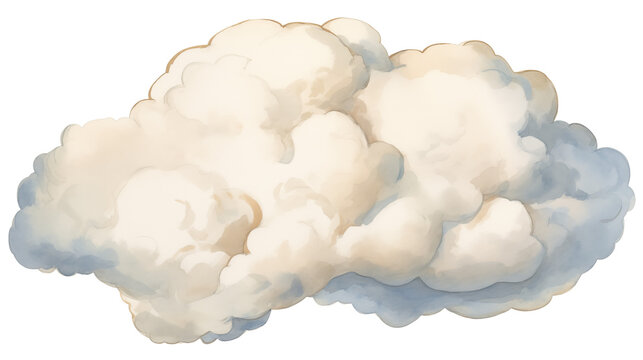 watercolor, beautiful white cloud