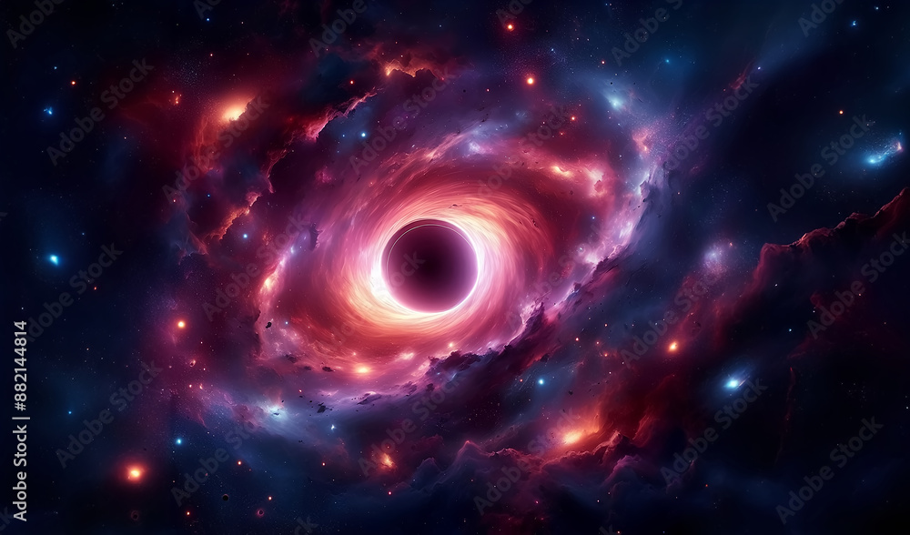 Wall mural black hole swirling galaxy, space, universe