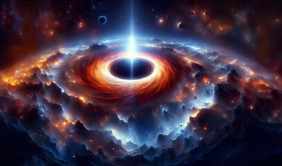 Fototapeta premium Black hole swirling galaxy, space, universe