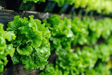 High tech agriculture technology, Fresh vertical organic vegetable grown hydroponic farming