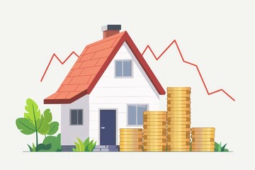 House investment growth, Real estate, Property value, Cost of living, Vector, isolated background