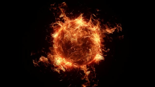 fireball exploding on black background video animation background Seamless looping time-lapse 4k quality