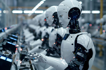 Robot Workers In Factory