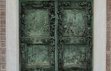 old wooden door in the church