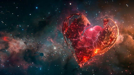 heart, broken heart, flight, space, universe, love, hate, separation, fragments of the heart,
