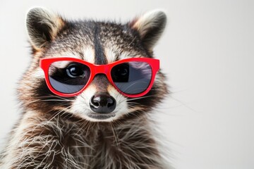 Raccoon with Red Sunglasses