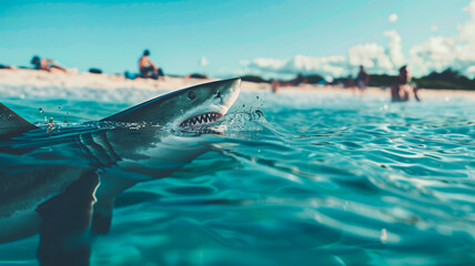 Obraz premium shark, beach, ocean, attack, shark bite, dolphin, sand, Florida, swimming, danger, water, beach season, teeth,