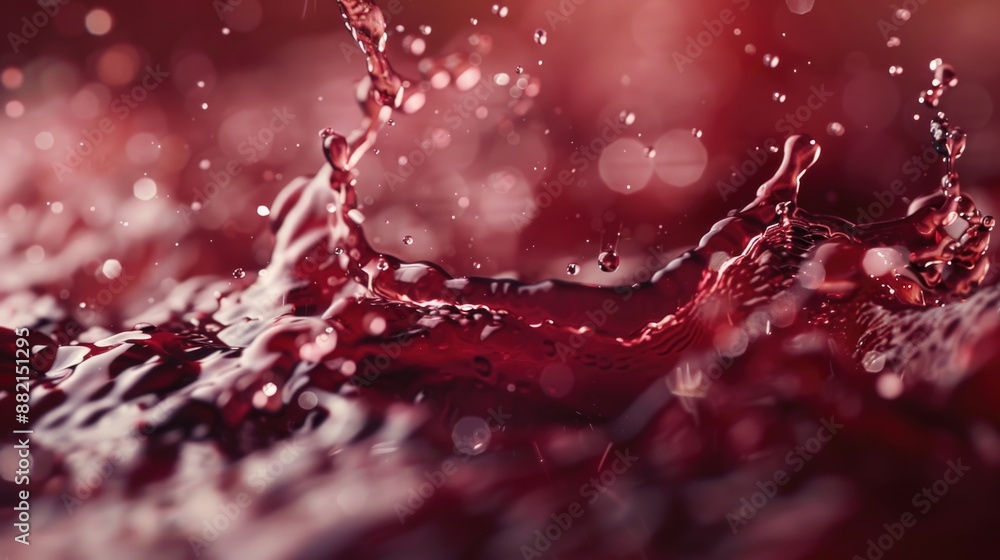 Poster a close-up shot of a splash of water on a red surface, great for use in designs related to water, sc