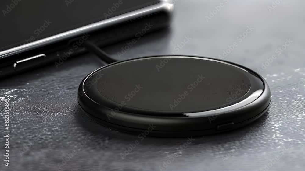 Poster an image of a wireless charging case with a smooth glossy finish and a slim profile seamlessly blend