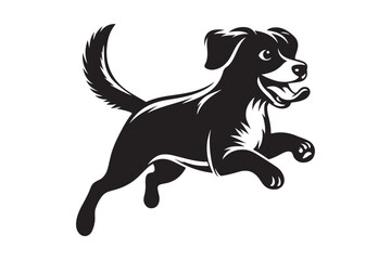 Black vector silhouette dog on a white background.