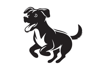 Black vector silhouette dog on a white background.