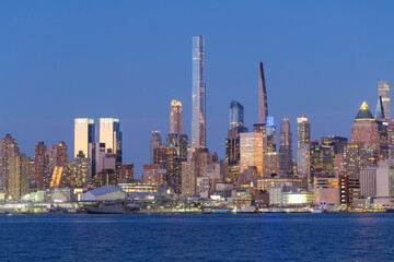 Fototapeta premium View of Manhattan West side from New Jersey side of Hudson. High quality photo