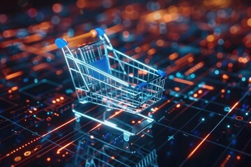 Virtual shopping cart, e-commerce online shop wireframe business internet technology