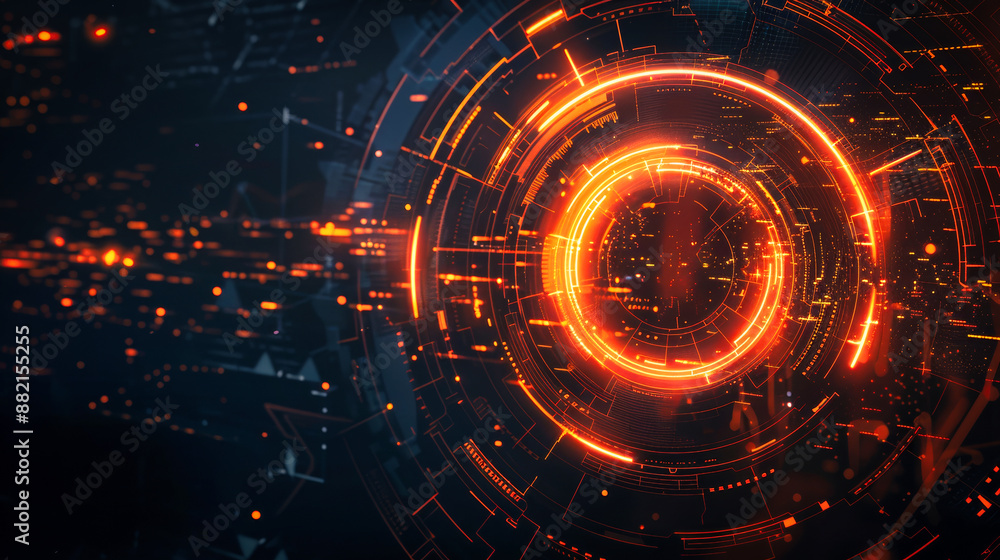Poster abstract futuristic digital background with circular elements and glowing lights