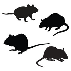 Set of Rat Silhouette Vector Illustration