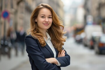 Fototapeta premium Young professional portrait with a modern building in the background