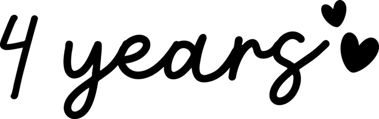 4 Years - Love Hearts Anniversary Design