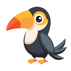Cute cartoon toucan isolated on white background. Vector illustration.