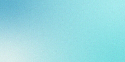 Light blue teal turquoise grainy gradient with backdrop noise texture. Pastel blurred colors noise texture banner design. Blue silk fabric shiny cyan green turquoise color.