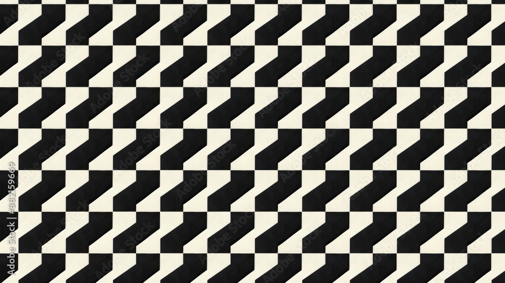 Poster a bold, black-and-white houndstooth pattern with sharp, angular shapes. the high contrast between th