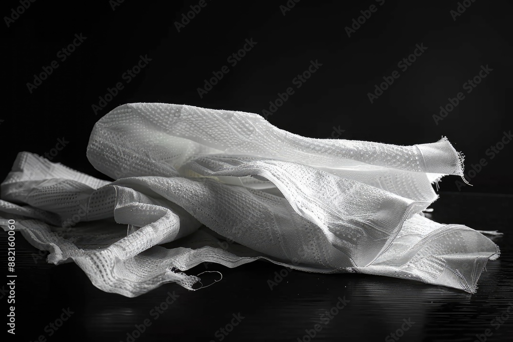 Poster a stack of clean white towels resting on a table, often used in bathrooms or as decorative items