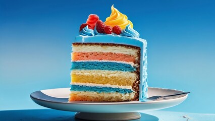birthday cake, a clear cake of the sky color of the sky color of the sky color