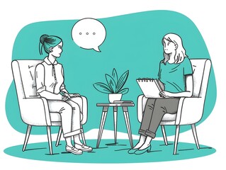 HR manager conducting interview,  flat design illustration.