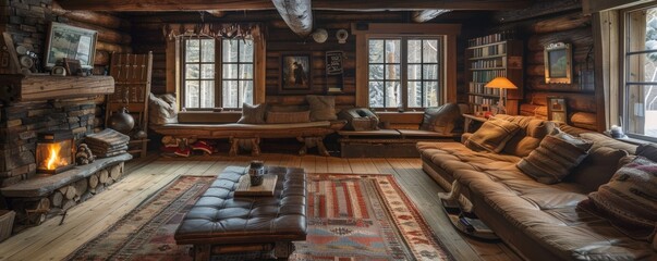 Rustic cabin with handcrafted furniture.