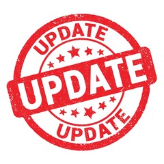 UPDATE text written on red stamp sign.