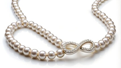 Fototapeta premium Elegant infinity symbol pendant on a string of lustrous pearls
