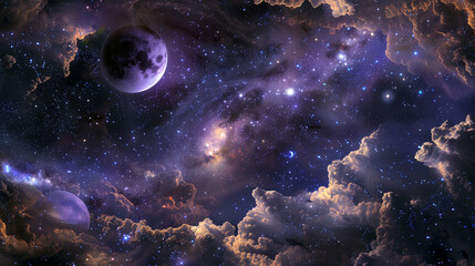 Fototapeta premium Stars of a planet and galaxy in a free space 