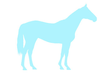 blaue Pferdesilhouette auf transparentem Hintergrund