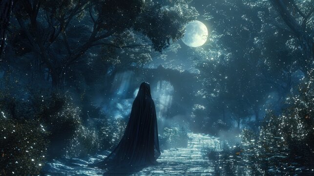 Hecate in Greek Mythology: Goddess of Magic in a Moonlit Forest

