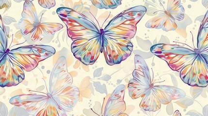 A delicate butterfly pattern with detailed wings and vibrant colors. The design is light and airy, adding a touch of nature's beauty.