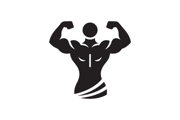 muscular chest body builder gym fitness silhouette