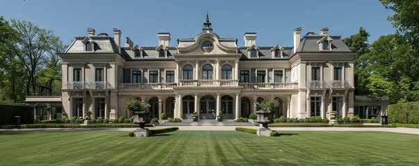 Luxurious manor with expansive grounds.
