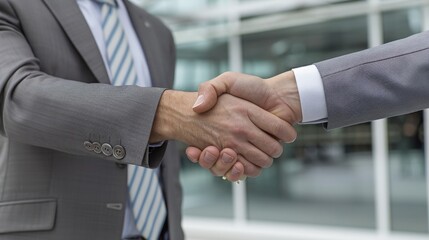 Business Handshake Between Two People in Office Setting